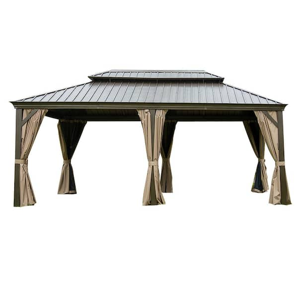 BANSA ROSE 12 ft. x 20 ft. Outdoor Aluminum Permanent Hardtop Gazebo ...