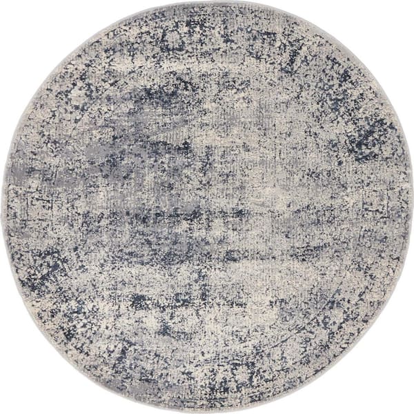 Chateau Jefferson Dark Blue 4' 0 x 4' 0 Round Rug