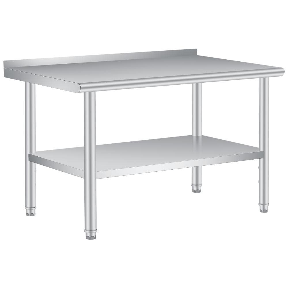 Heavy Duty Stainless Steel Outdoor Kitchen Storage Table 24x60 Inch, Rounded-Corner Backsplash, Adjustable Undershelf price history on PriceWatchPro