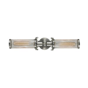 Quincy Hall 21 in. 2-Light Brushed Satin Nickel Vanity Light with Brushed Satin Nickel Metal Shade