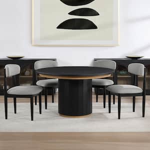 Magnolia 5 Piece Black Round Wood Dining Set Seats 4
