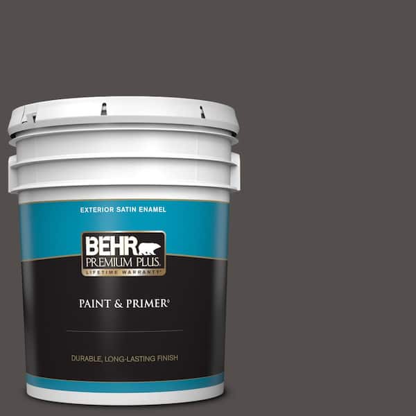 BEHR PREMIUM PLUS 5 gal. #PPU24-02 Berry Brown Satin Enamel Exterior Paint & Primer