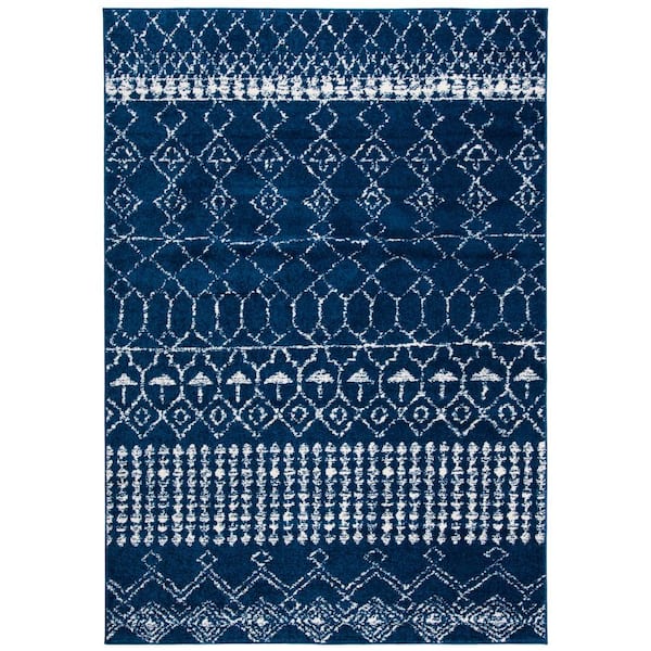 Tulum Navy/Ivory 8 ft. x 10 ft. Moroccan Area Rug