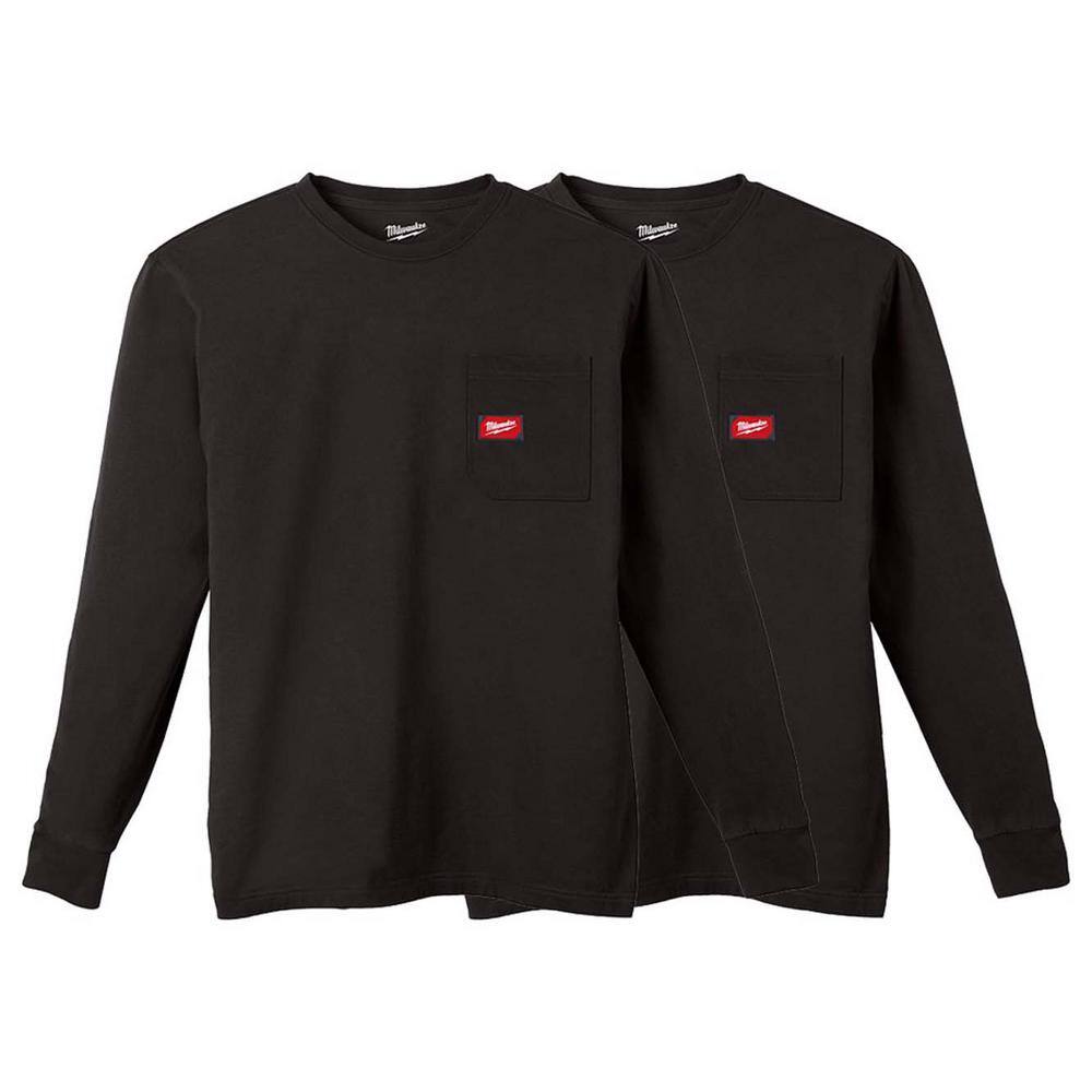 Men's Medium Black GRIDIRON Cotton/Polyester Long-Sleeve Pocket T-Shirt (2-Pack) price history on PriceWatchPro