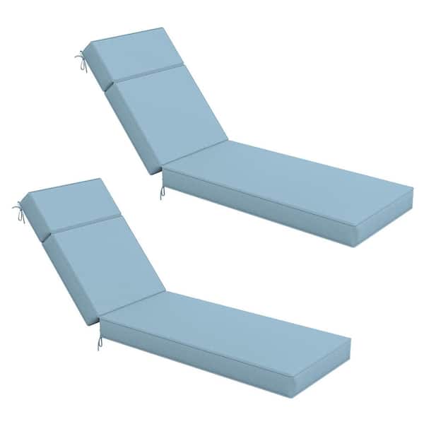 WNP 71 in. x 21 in. x 4 in. (2-Pack) Outdoor Water-Resistant Replacement Chaise Lounge Seat Cushion Sky Blue