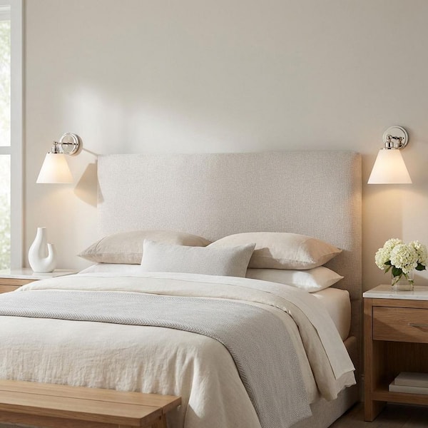 Wellfleet 7.25 in. W x 8.875 in. H 1-Light Polished Nickel Dimmable One-Arm Wall Sconce with Milk Glass Shade