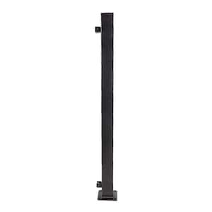 Fe26 2 in. x 45.5 in. Black Steel Railing End Post with Brackets