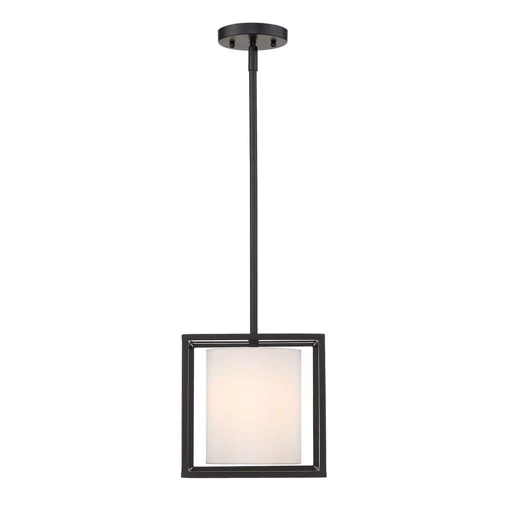 Golden Manhattan 9" Mini Pendant in Matte Black with White Shade