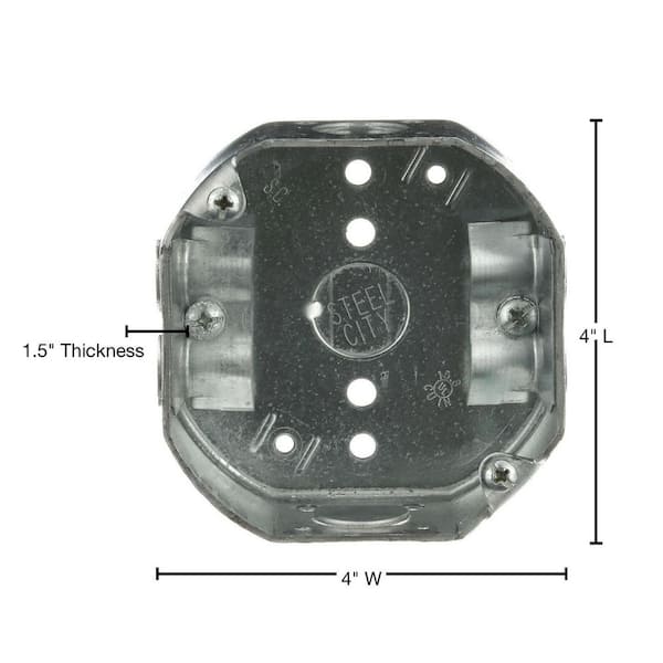 Steel City 4 in. 15.8 cu. in. Steel Octagon Box with C-5 Cable