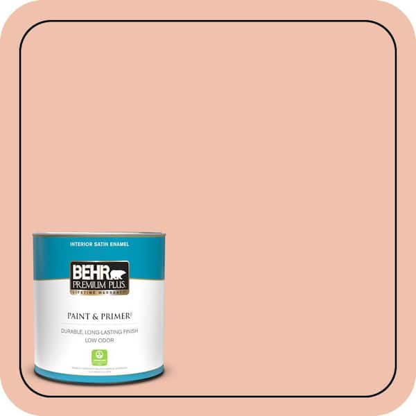 BEHR PREMIUM PLUS 1 qt. #M180-3 Flamingo Feather Satin Enamel Low Odor Interior Paint & Primer