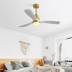 Light Pro 52 in. Indoor Gold Ceiling Fan with Dimmable Led Light,6 Speed,Remote Control,3 Wood Blade,Reversible DC Motor
