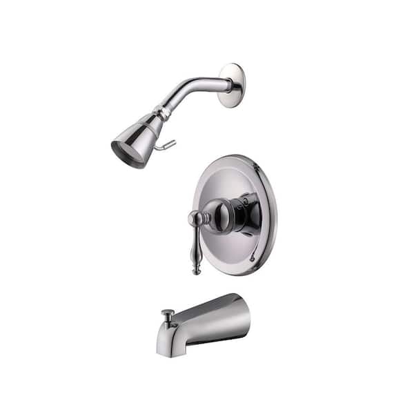 Design House Saratoga Single-Handle 2-Spray Tub and Shower Faucet in Polished Chrome (Valve Included)