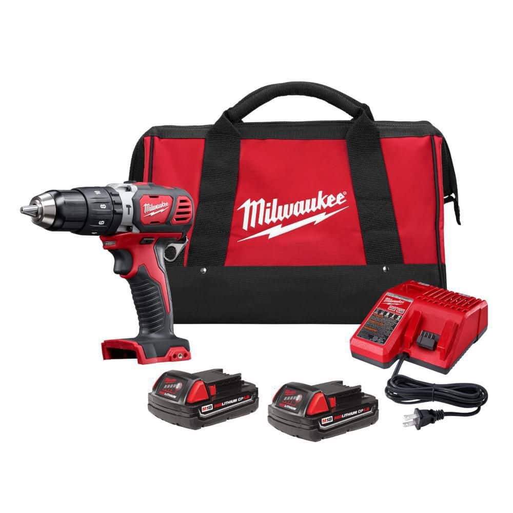 Milwaukee M18 Lithium-Ion Cordless 1/2 in. Hammer Drill Driver Kit with(2)  1.5Ah Batteries, Charger and Hard Case 2607-22CT - The Home Depot