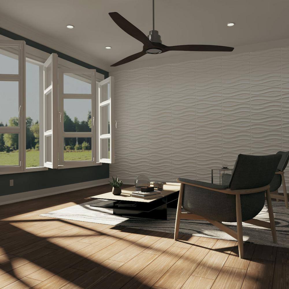 White Textured 3D PVC Decorative Wall Panels, 19.63" x 19.63", 10-Pack