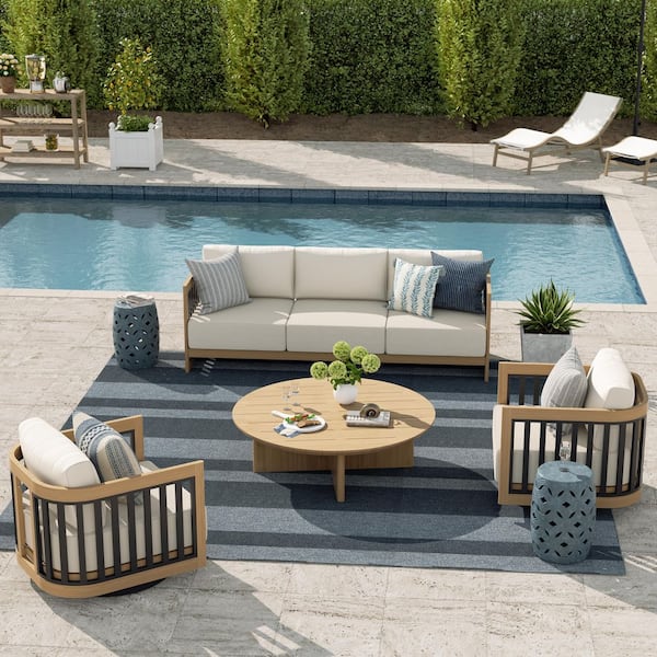Sereno 4-Piece Swivel Aluminum Outdoor Coversation Set with Cushion