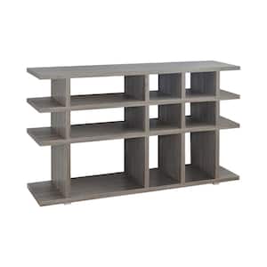 36.75in Weathered Grey Wood 3-Shelf Bookcase