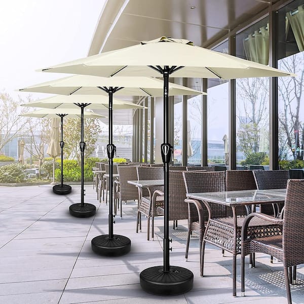 HOMEIBRO Simple Deluxe 7.5 ft. Patio Outdoor Table Market Yard Umbrella with Push Button Tilt/Crank in Beige