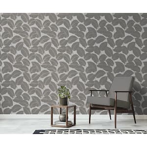 Larson Grey Leaf Wallpaper Sample