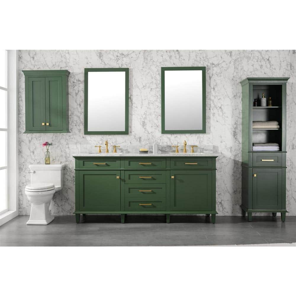 Vogue Green Double Sink 72" Vanity with Carrara Marble Top