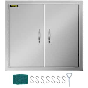 Double Door Outdoor Kitchen Access 26 x 24 in. Wall Construction Stainless Steel Flush Mount for BBQ Island