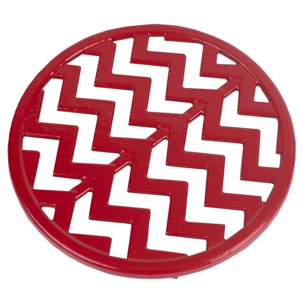 Home Basics Chevron Collection Red Cast Iron Trivet