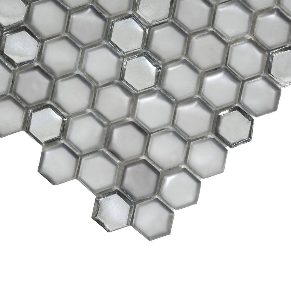 Apollo Silver Hexagon Glass Mosaic Tile Pack