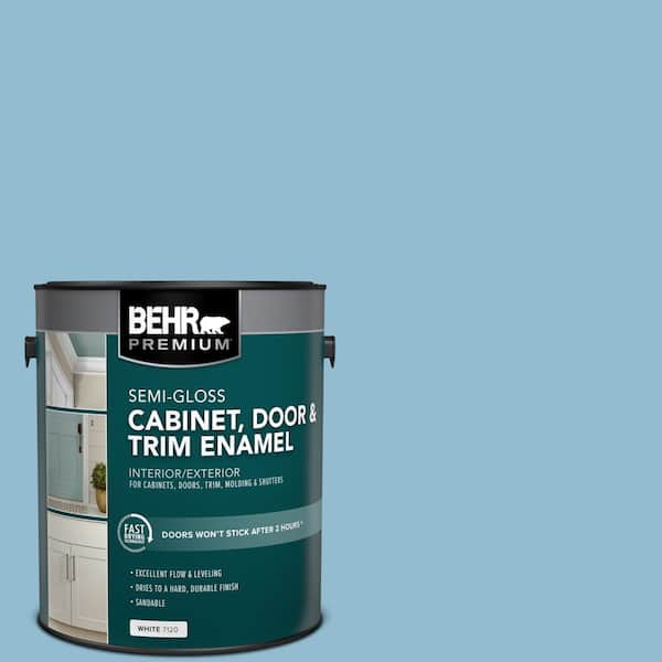 1 gal. #S490-3 Reef Blue Semi-Gloss Enamel Interior/Exterior Cabinet, Door & Trim Paint