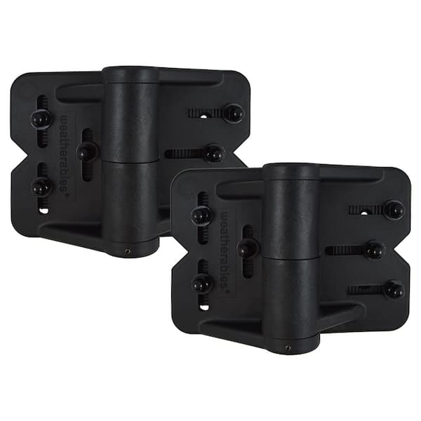 Weatherables Black Heavy Duty Nylon Polymer Self-Closing Multi-Adjustable Gate Hinges (2-Pack)