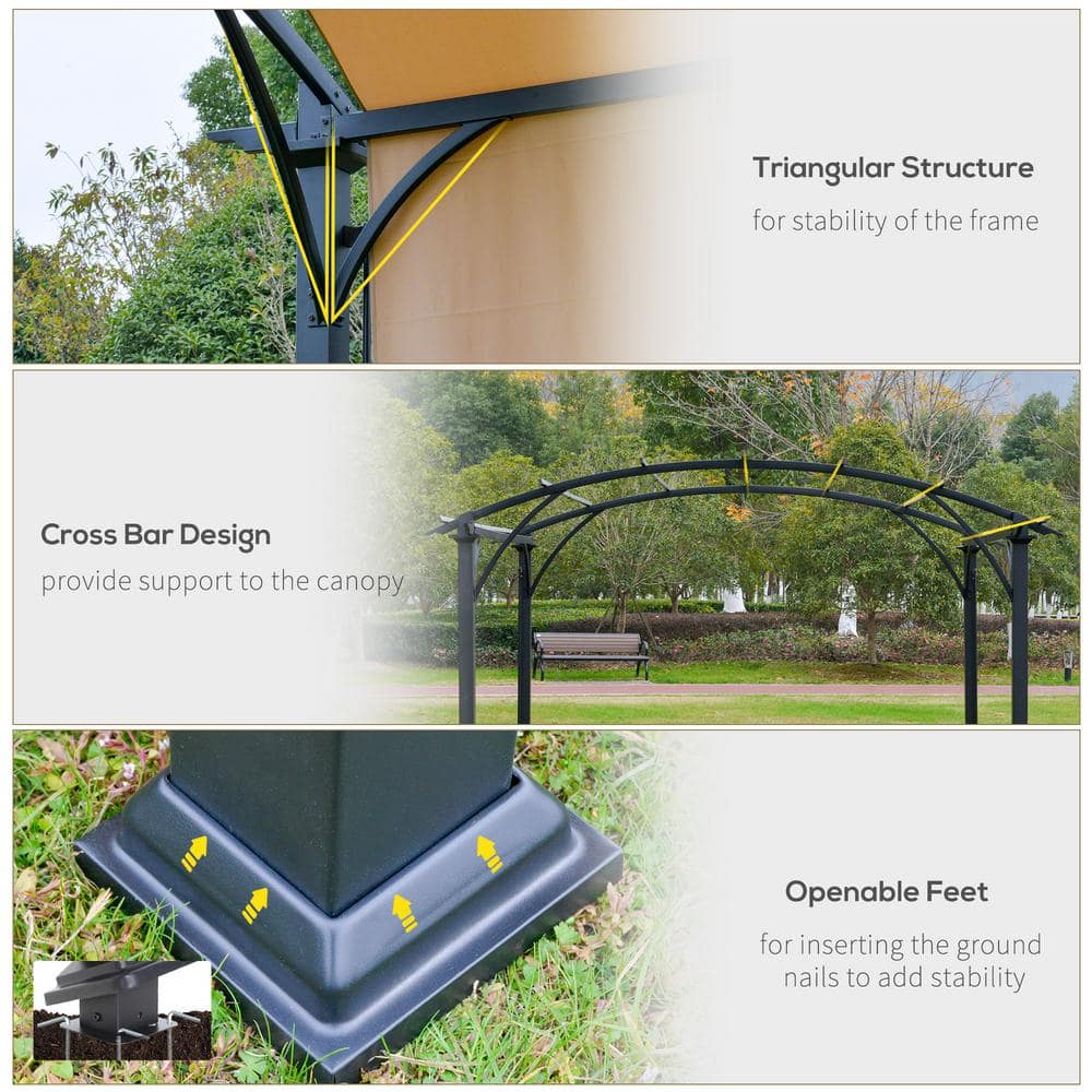 11 ft. x 11 ft. Beige Steel Frame Outdoor Patio Gazebo
