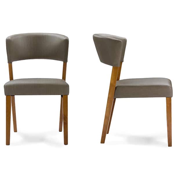 Baxton Studio Montreal Gray Faux Leather Upholstered Dining Chairs (Set of 2)