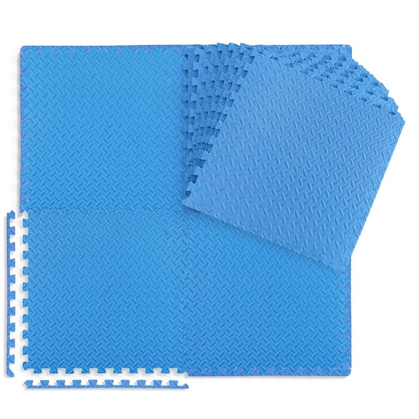 CAP Blue 24 in. W x 24 in. L x 0.5 in. T EVA Foam Diamond Pattern Gym Flooring Mat (12 Tiles/Pack) (48 sq. ft.)