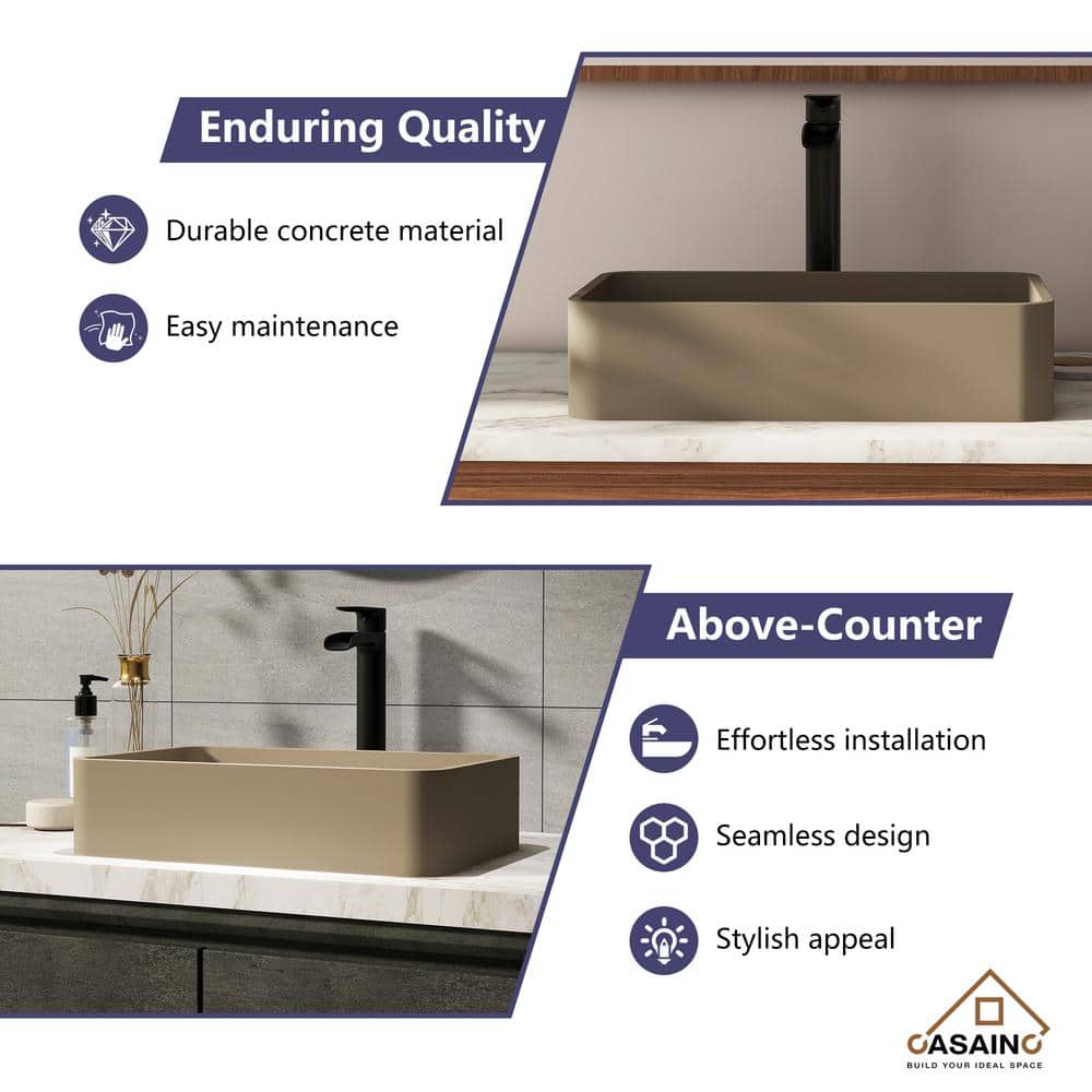 Taupe Clay Rectangular Ceramic Bathroom Sink