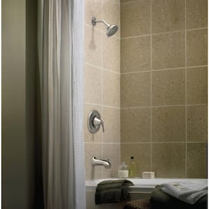 Darcy Single-Handle 5-Spray Tub and Shower Faucet with Curved Shower Rod in Spot Resist Brushed Nickel (Valve Included)