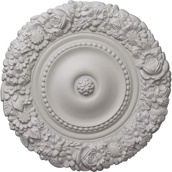 21 in. x 2 in. Marseille Urethane Ceiling Medallion (Fits Canopies upto 7-3/8 in.), Ultra Pure White