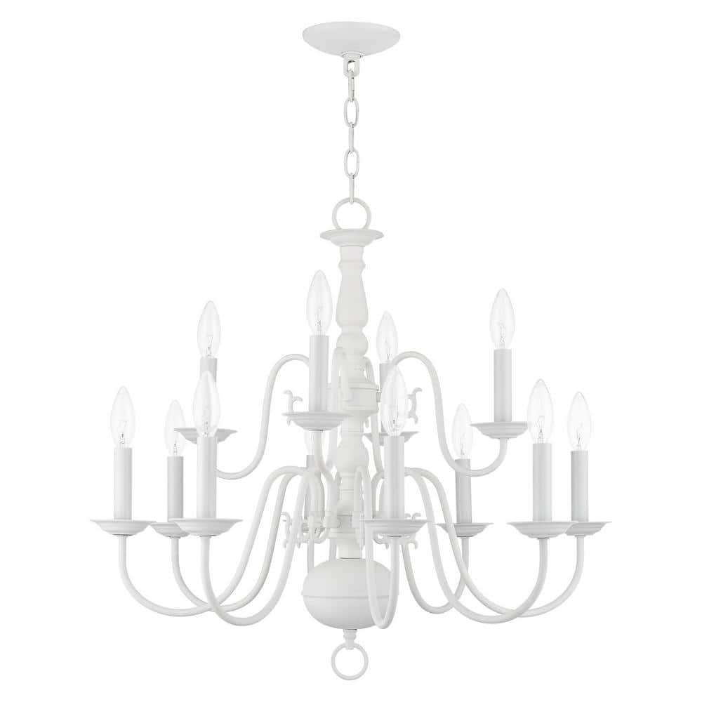 Elegant White Crystal 12-Light Traditional Chandelier