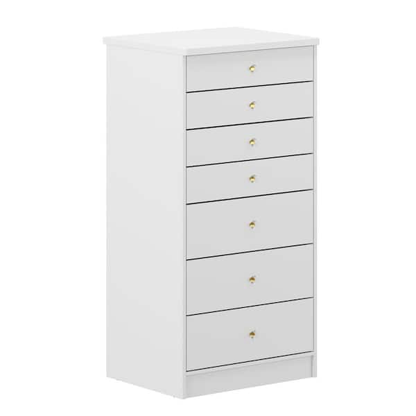 FUFU&GAGA 7-Drawer White Wood Accents Storage Cabinet Chest 23.6 in. W x 19.7 in. D