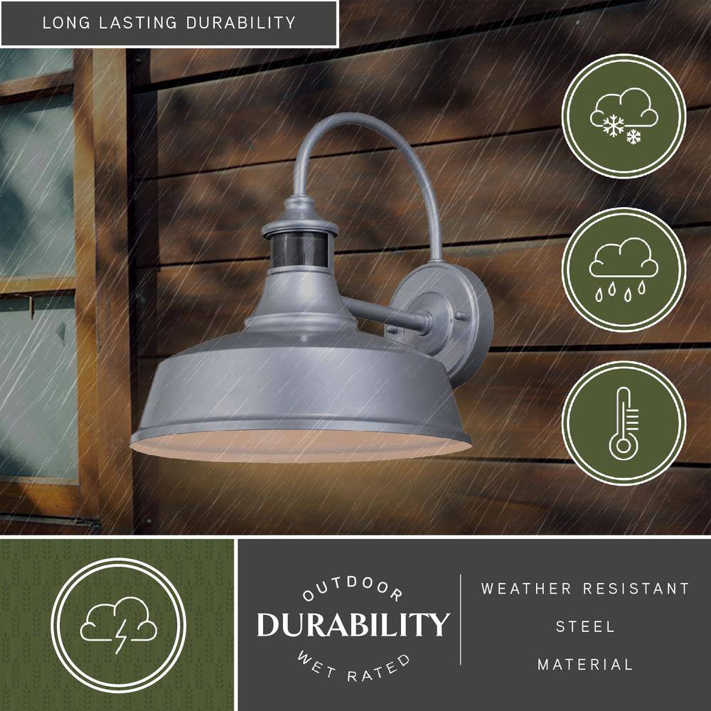 Dorado Satin Silver Steel Motion Sensor Outdoor Wall Light
