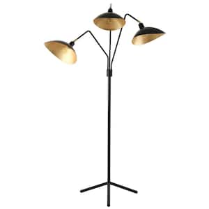 Iris 69.5 in. Black Floor Lamp with Interior Gold Accent Shade