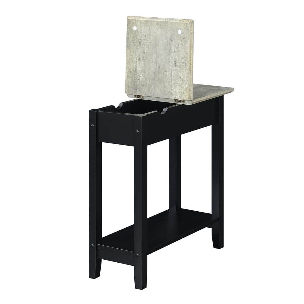 Heritage Flip Top 23" Faux Birch End Table with Charging Station