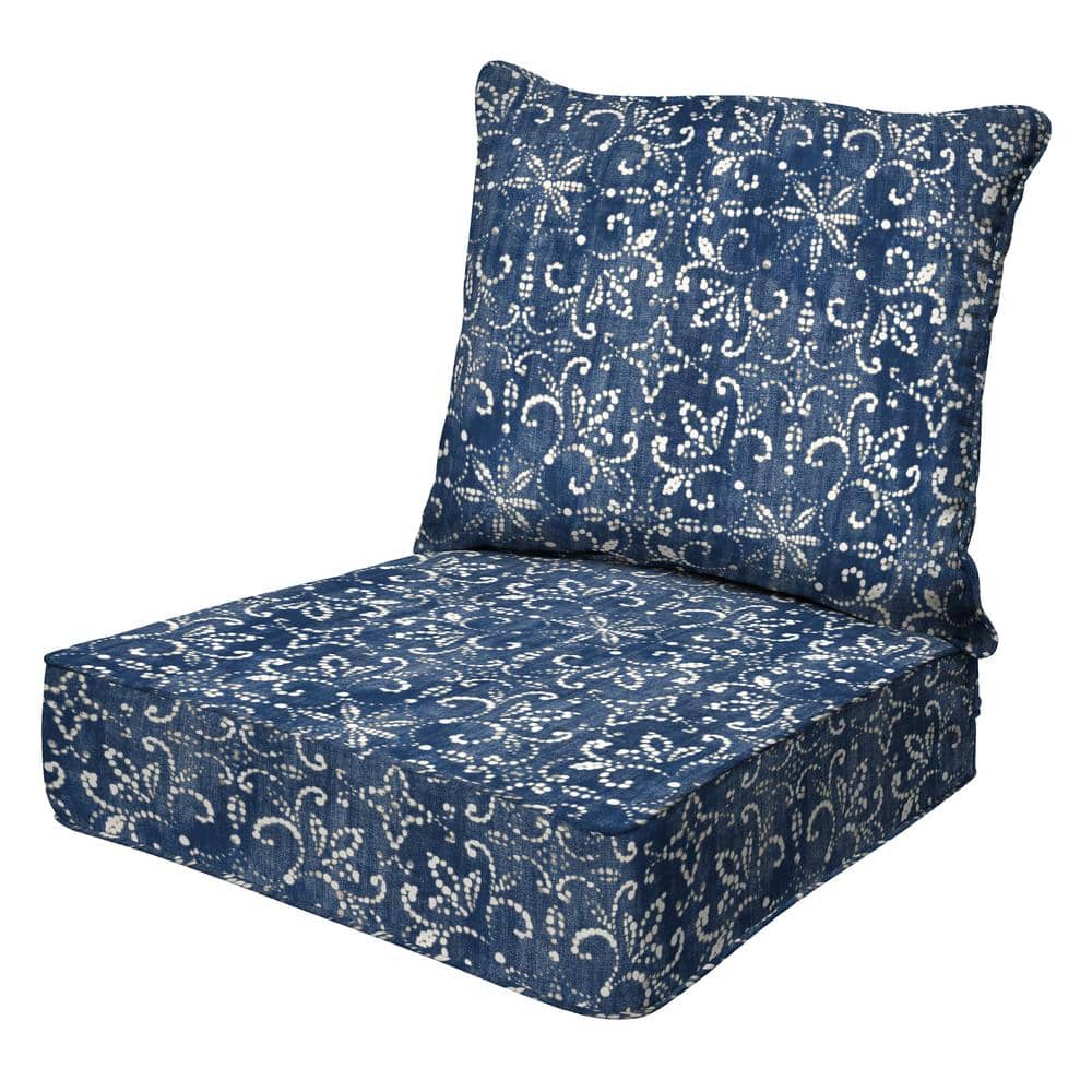 Outdoor Deep Seating Lounge Chair Cushion in Boheme Indigo