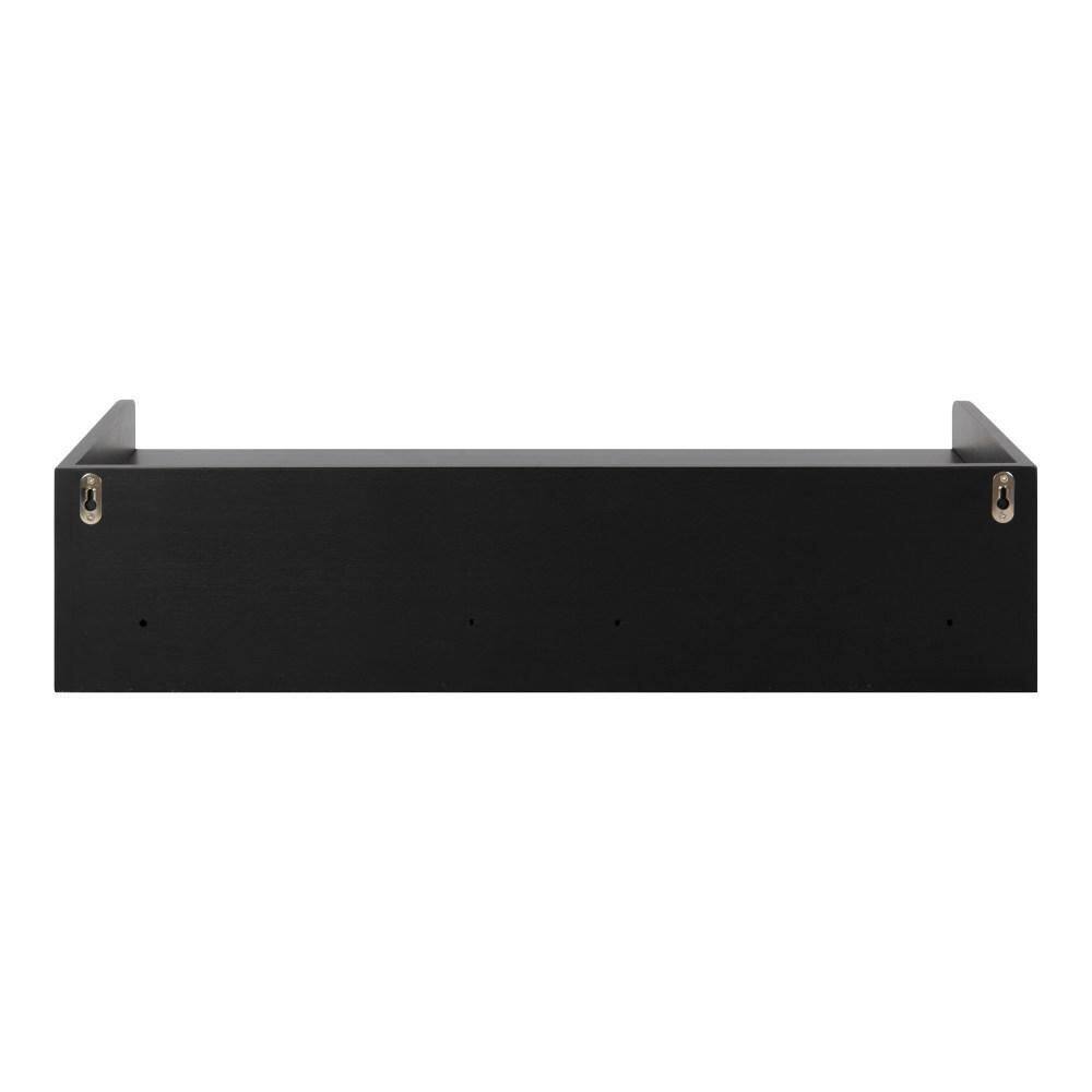 Sleek Black Wood and Metal Floating Console Desk with Storage