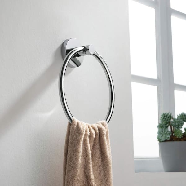 (1-Pack) Bathroom Accessories Wall Mounted Towel Ring in Chrome