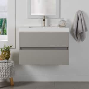 Rawlins 31 in. W x 19 in. D x 22 in. H Single Sink Floating Bath Vanity in Gray with White Cultured Marble Top