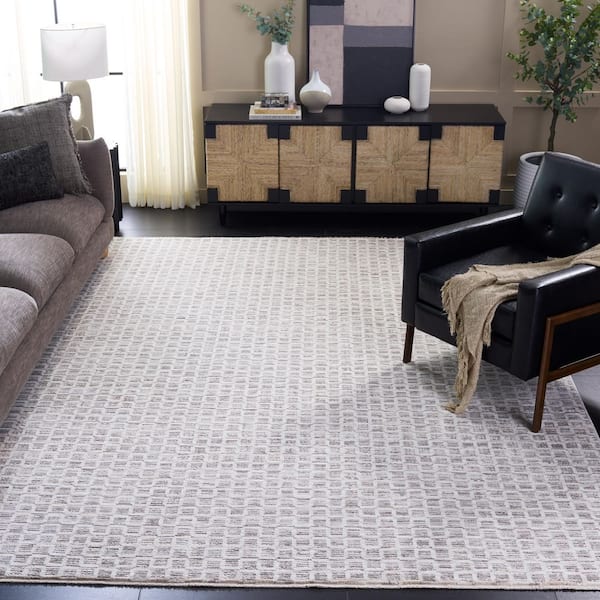 Garnet 10 ft. x 13 ft. Gray/Ivory Grid Area Rug