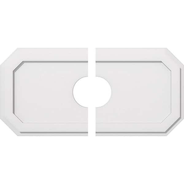 Ekena Millwork 34 in. W x 17 in. H x 6 in. ID x 1 in. P Emerald Architectural Grade PVC Contemporary Ceiling Medallion (2-Piece)
