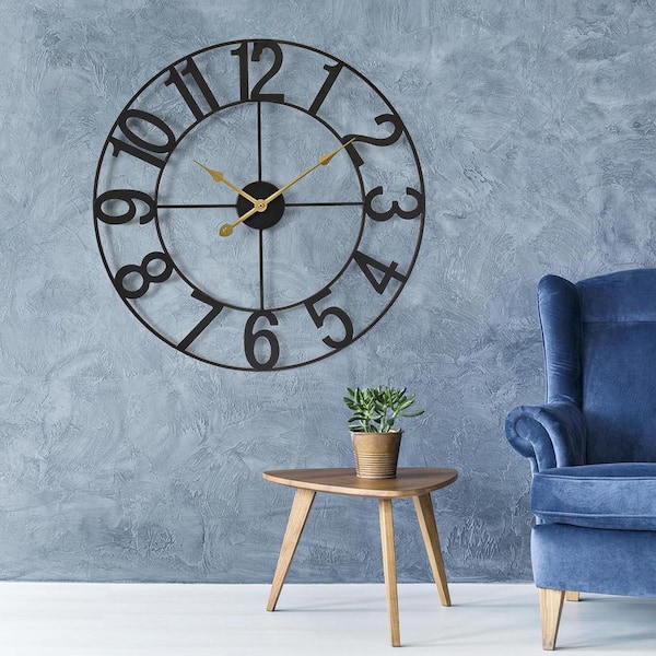 Sorbus Black Metal Analog Classic Numeral Wall Clock CLK-WALN