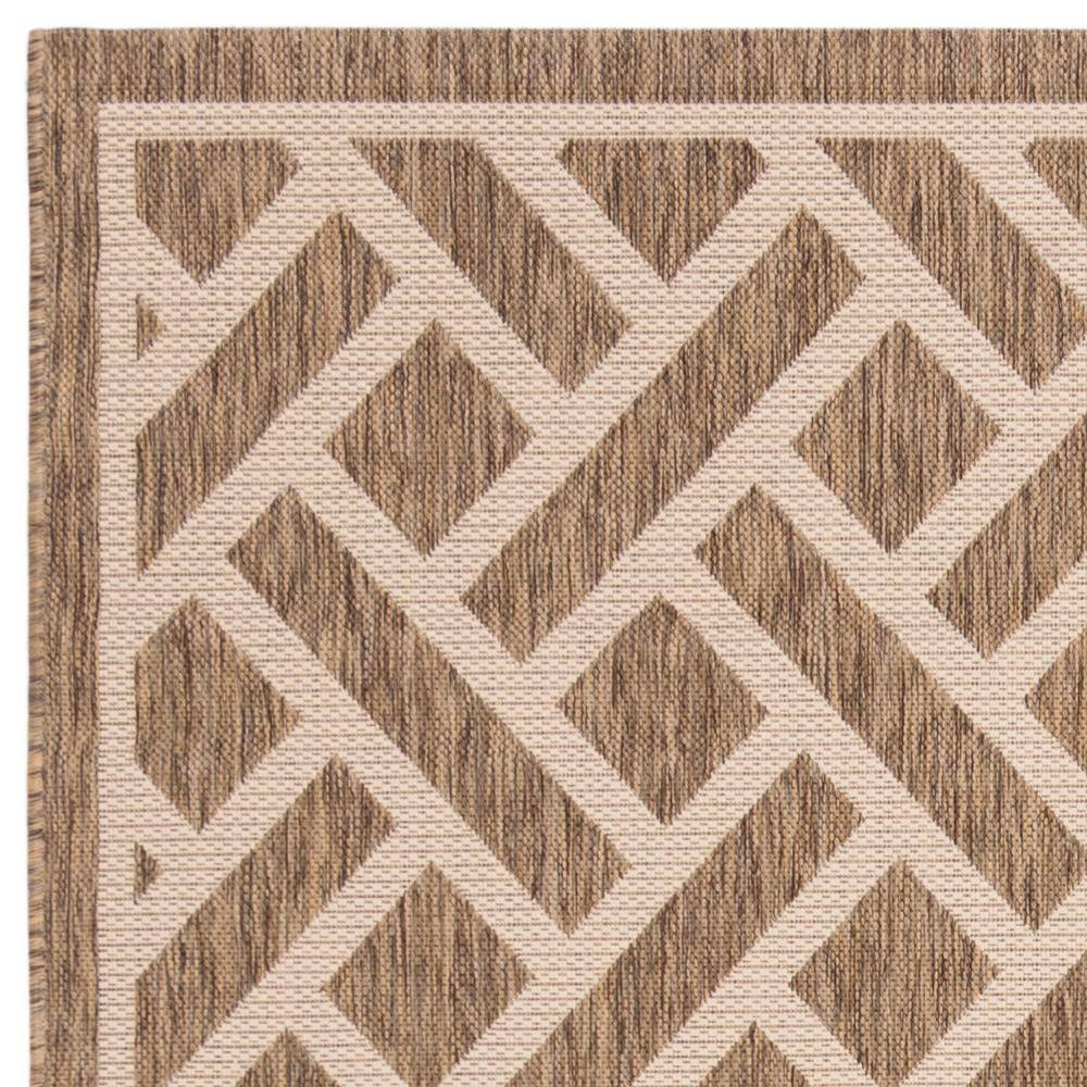 Courtyard Geometric Brown/Light Beige Indoor/Outdoor Rectangular Rug