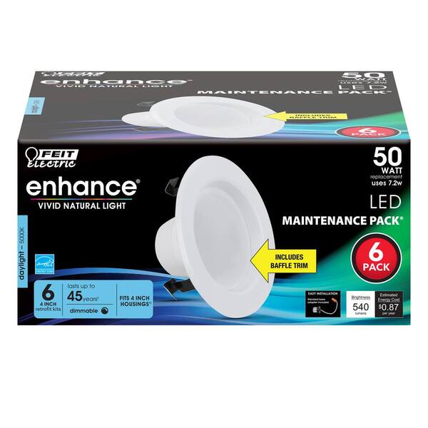 Feit Dimmable Led 4-Inch Retrofit Kit 50W Replacement 2 Pack Feit Dimmable Led 4-Inch Retrofit Kit 50W Replacement 2 Pack