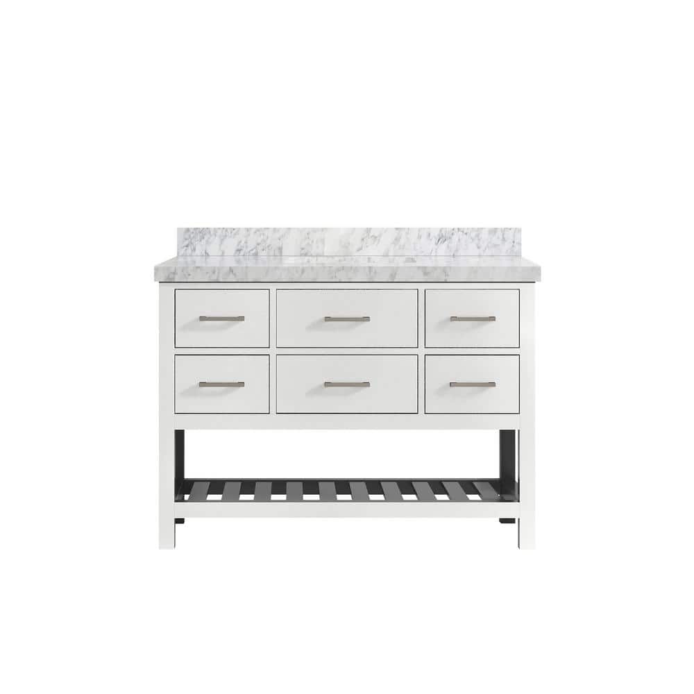 Parker 48 in. W x 22 in. D x 36 in. H Bath Vanity in White with 2 in. Carrara Marble Top price history on PriceWatchPro