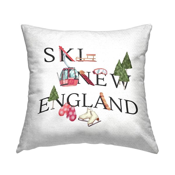 Stupell Industries New England Ski Slopes Winter Seasonal Sports Multi-Color Square Outdoor Throw Pillow